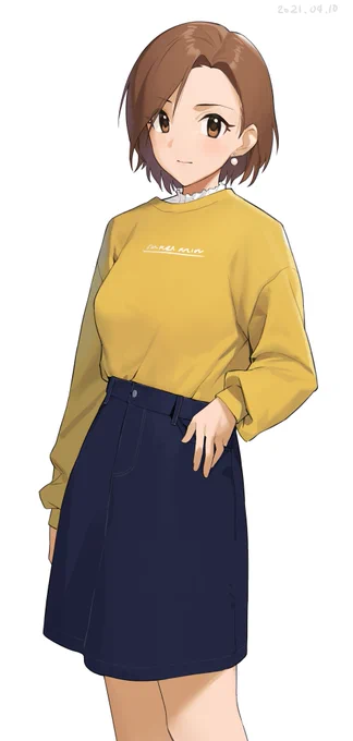 >聖來さんのデニムスカート私服のイラスト https://t.co/sWvR7YgRCb 
