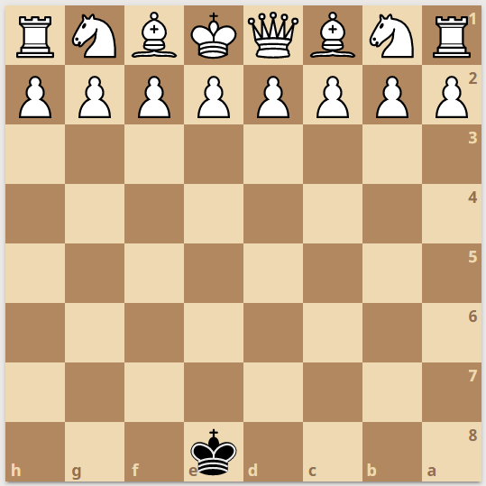 My 13-yo son and I invented a new type of chess last night. Starting board: he white, me black, black to move first.