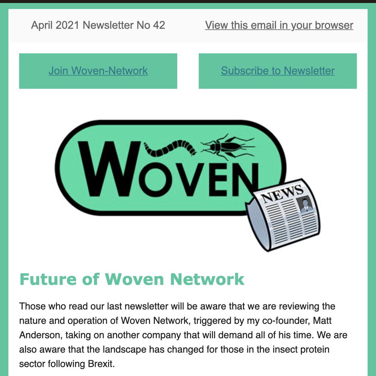 Woven Network newsletter No 42 April 2021 - eepurl.com/hvxcFr