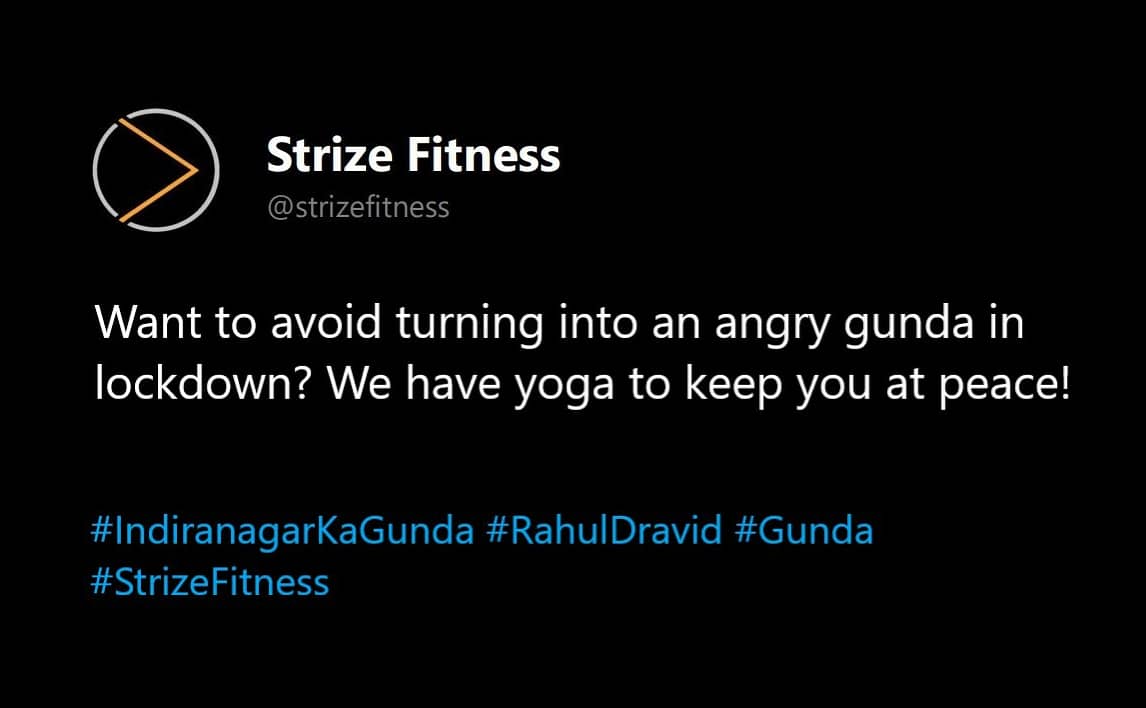 STRIZE1's tweet photo. 🧘🏻‍♂️

#IndiraNagarkaGunda #RahulDravid #Gunda #StrizeFitness https://t.co/QQNFZPg9iP