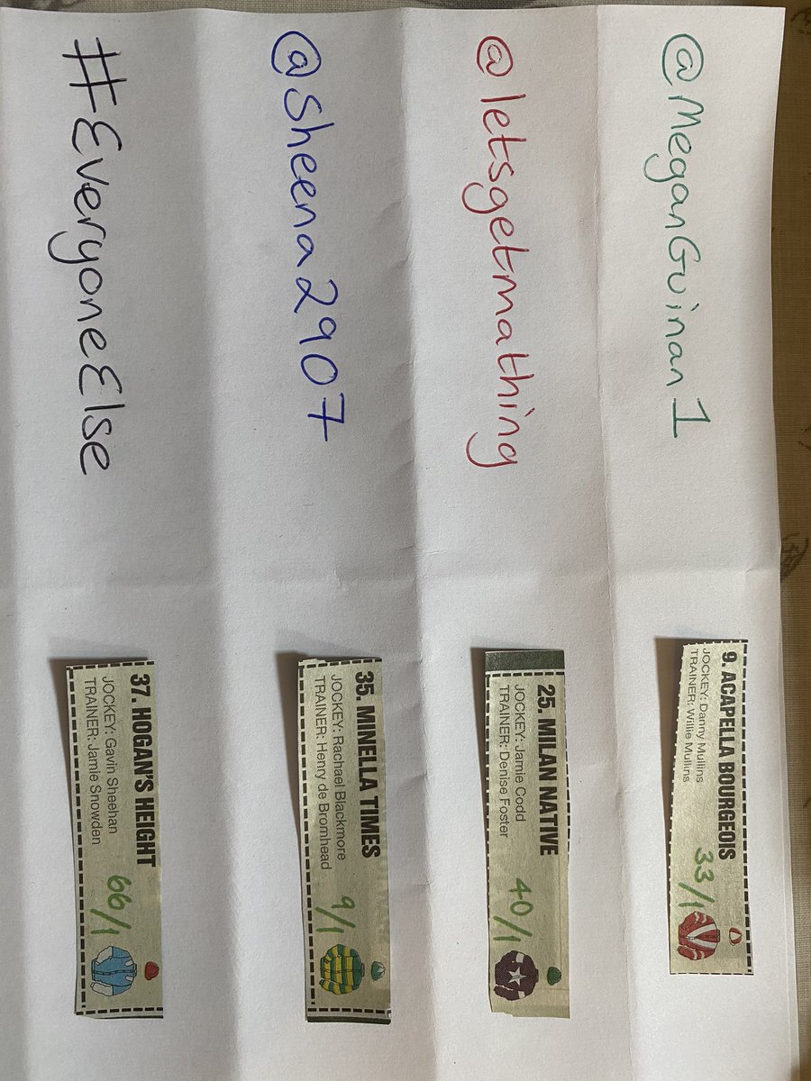 RJS2212's tweet image. Hopefully everyone has a Horse for 2021 #mathssweepstake #GrandNational2021 but if not you can be #everyoneelse I didn’t want to go to Twitter Jail this year so fewer tags / pictures / links etc ...