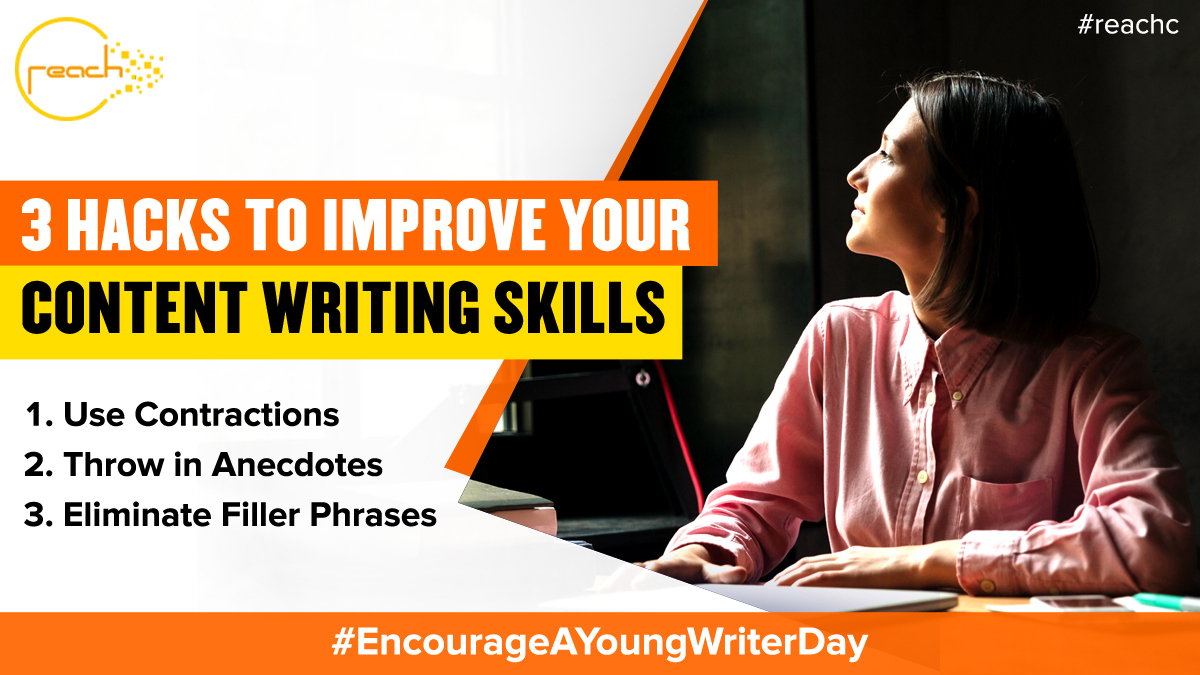 Reach_C_Onmark's tweet photo. Looking to enhance your content writing skills? Here are 3 important &amp; non-cliched tips that will help elevate your prose.

Comment below the tips you have to polish writing skills &amp; share this with your writer friends!

#ReachC #EncourageAYoungWriterDay #writingtips #WritingLife https://t.co/tNHuSXX2ju