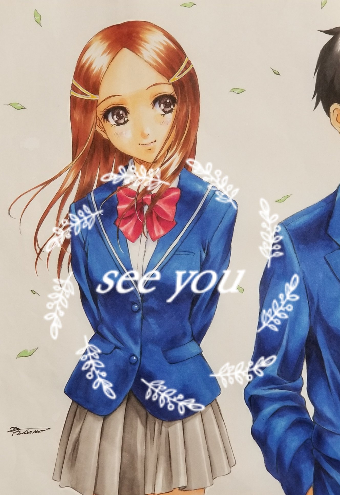 深野洋一 画像整理してたら見つけました アニメ2期最終回にupしたもので もし高木 西方が揃って高校進学したら の仮想絵 中学では学ラン セーラー服だったのでブレザー着せたくなってデザインして着せました 仕上げはマーカー彩色 彼女は多分高校行っ