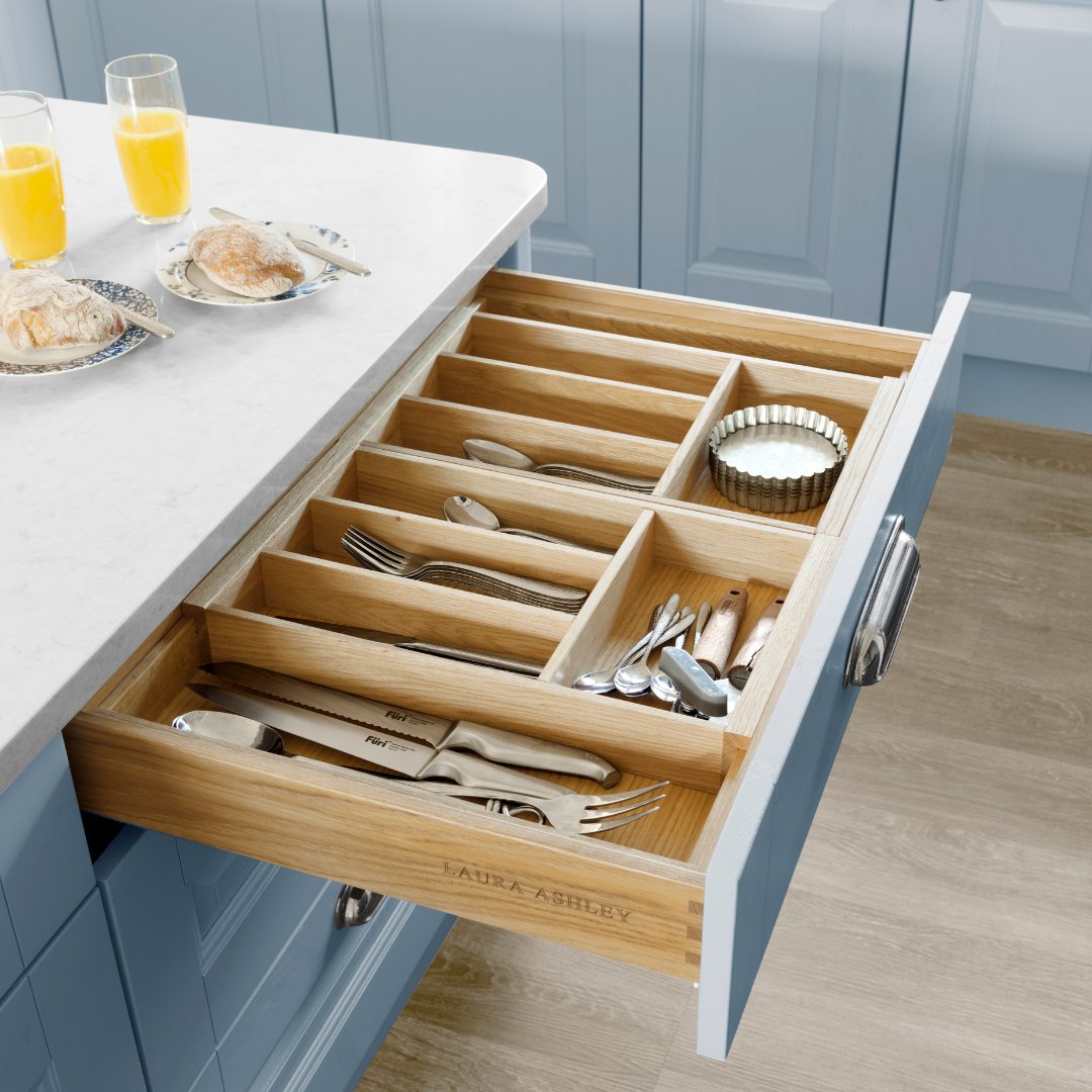 Laura Ashley Kitchens have drawer solutions to suit you and your home, to make sure your new space is perfect inside and out.

Talk to your nearest kitchen collection retailer to find out about all the finishing touches in our range.

lauraashleykitchencollection.co.uk
