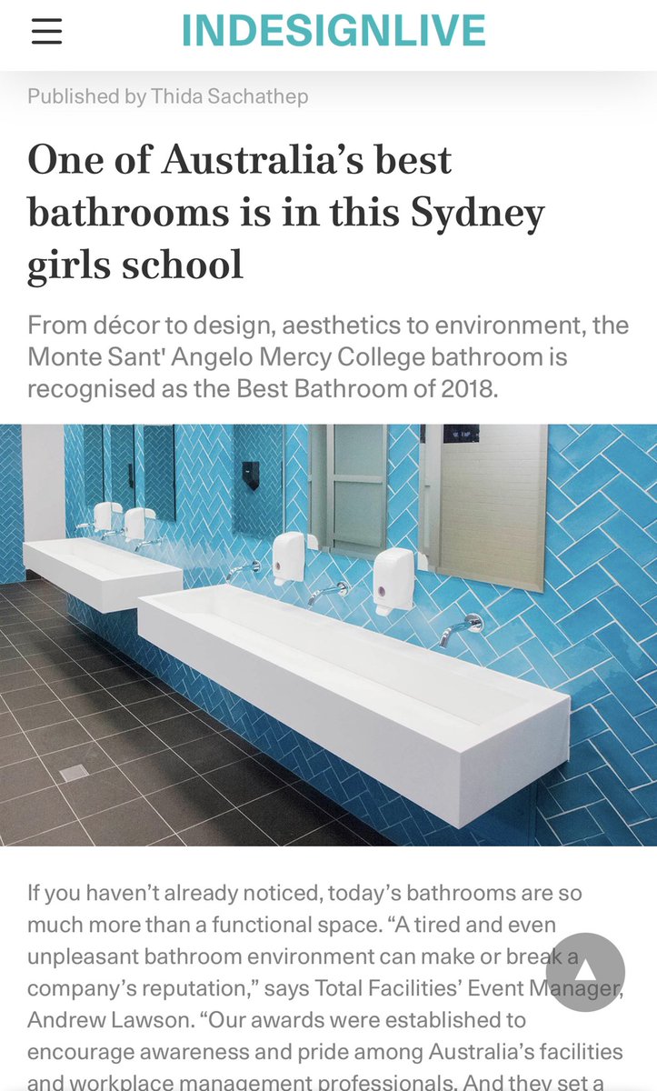 Remember the time Monte Sant' Angelo Mercy College in Sydney was recognised though design awards as having “one of the Best Bathrooms of 2018”... do the toilets at your local public school look like this?  #EverySchoolEveryChild