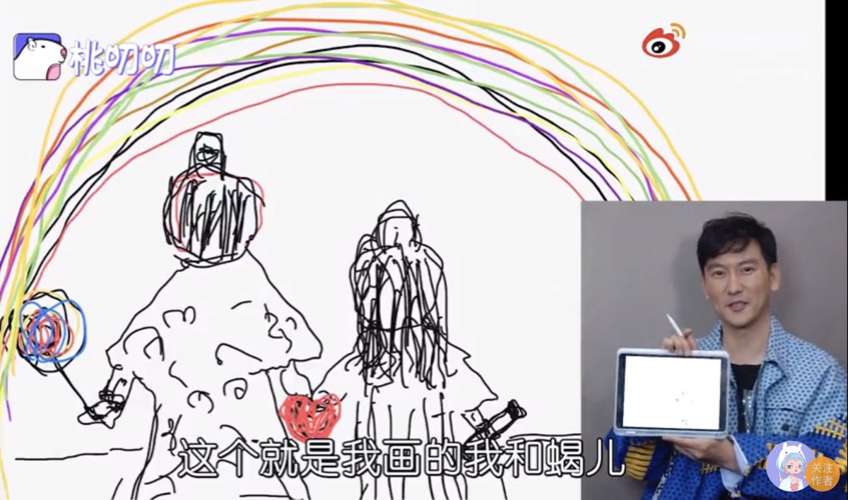 I’m ded this is the drawing Wang Ruolin drew of Yifu and Share. According to him, Share is holding a calligraphy written by Yifu. LOOK AT THE HEART WHERE THEY’RE HOLDING HANDS! And this rainbow... isn’t that.. well... g a y