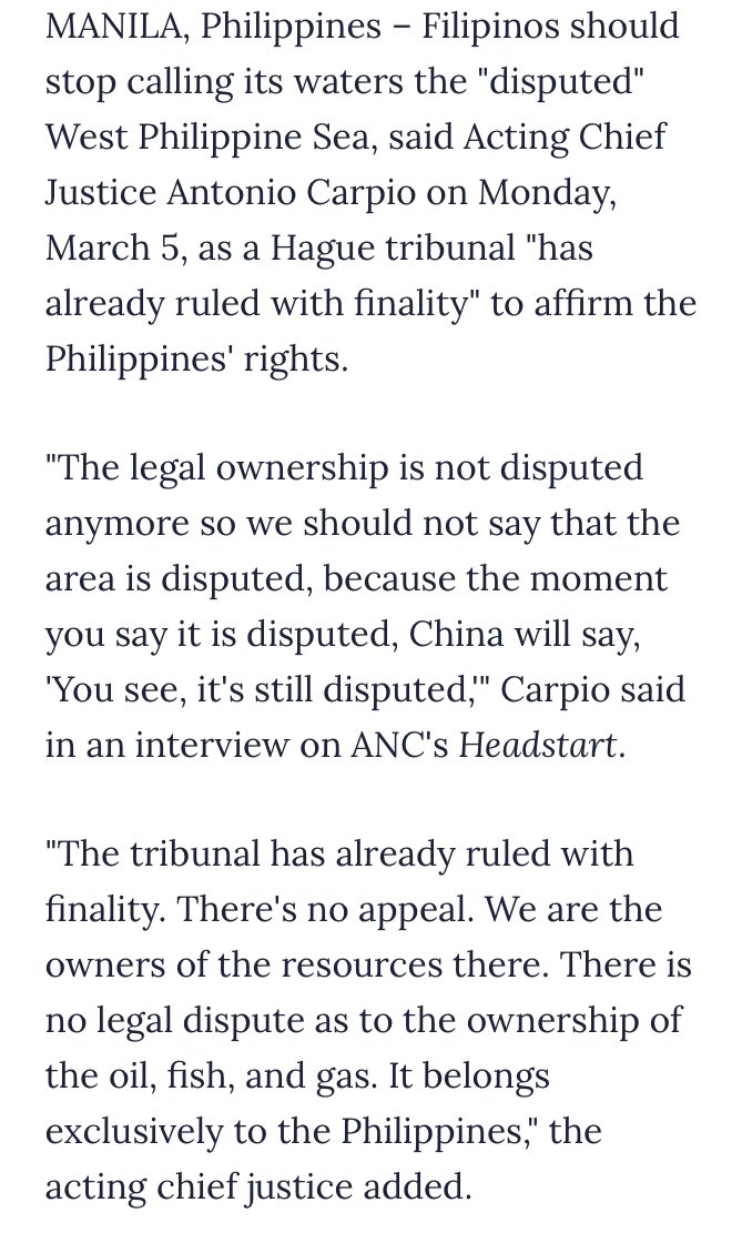 mikenavallo's tweet photo. The West Philippine Sea is not “disputed waters.” 

The only persons disputing it are those whose ability to understand the Hague tribunal ruling is in dispute. https://t.co/BTGhf0EFU4