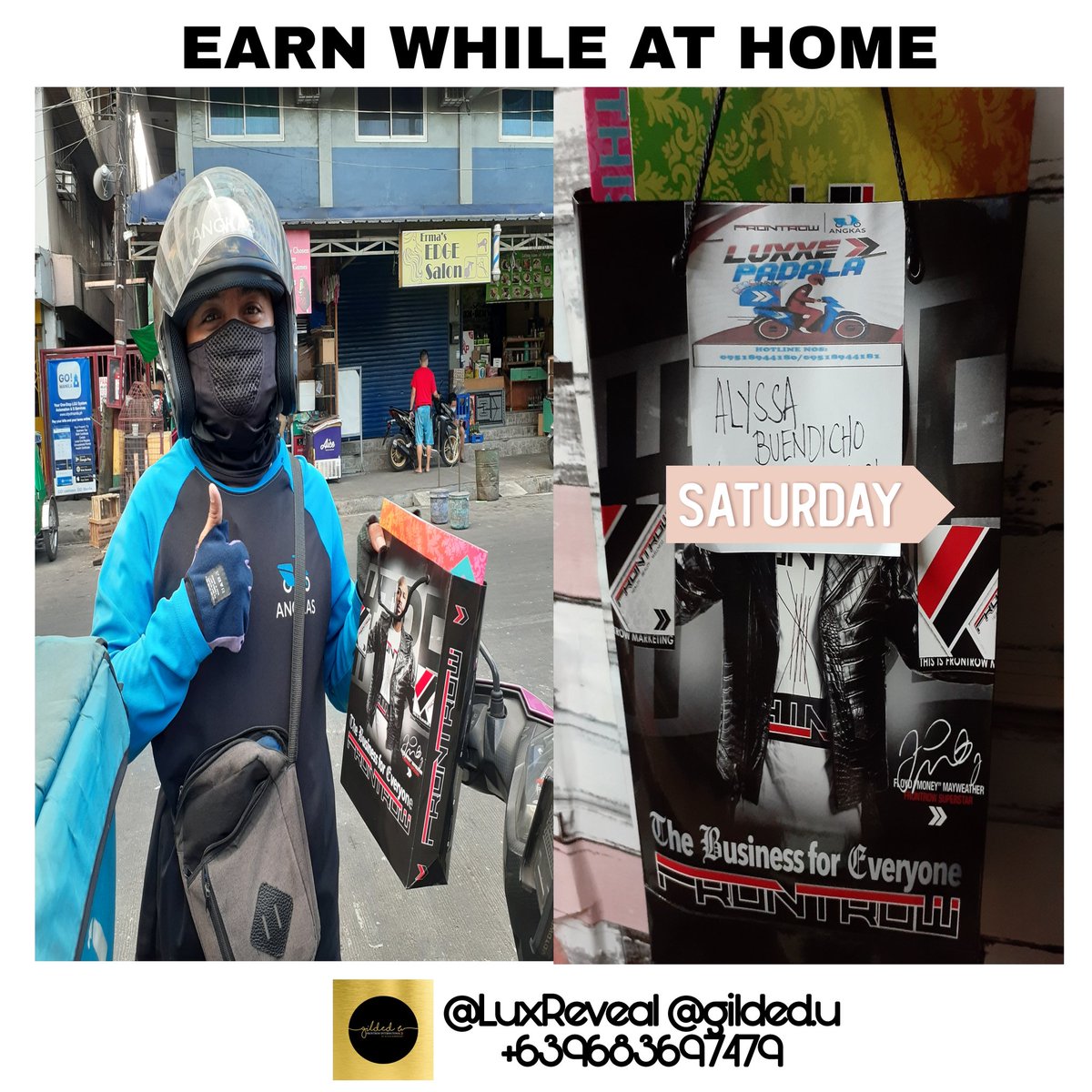 gilded_u's tweet photo. Frontrow × Angkas || Luxxe Padala 💯

Thank you Sir. Keep safe. 💯

#EverydayBlessings #SaturdayBlessings #LuxxeWhite #LuxxeSlim #LuxxeProtect #LuxxeRenew #FrontrowInternational  #BusinessOpportunity #EarnOnline https://t.co/cSIm5TEbII