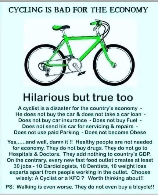 causticbob's tweet photo. cycling is bad for the economy https://t.co/wdtyDFnZOg