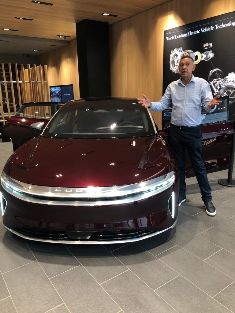 benmurraybruce's tweet photo. In practising what I preach, I recently put a deposit on this yet to be manufactured Lucid Electric Car. Delivery is early next year. It’s capable of more miles per charge than a Tesla. An amazing machine. Nigeria should ban all combustion Engine cars by 2035. #ClimateAction https://t.co/eq6GvvS9xX