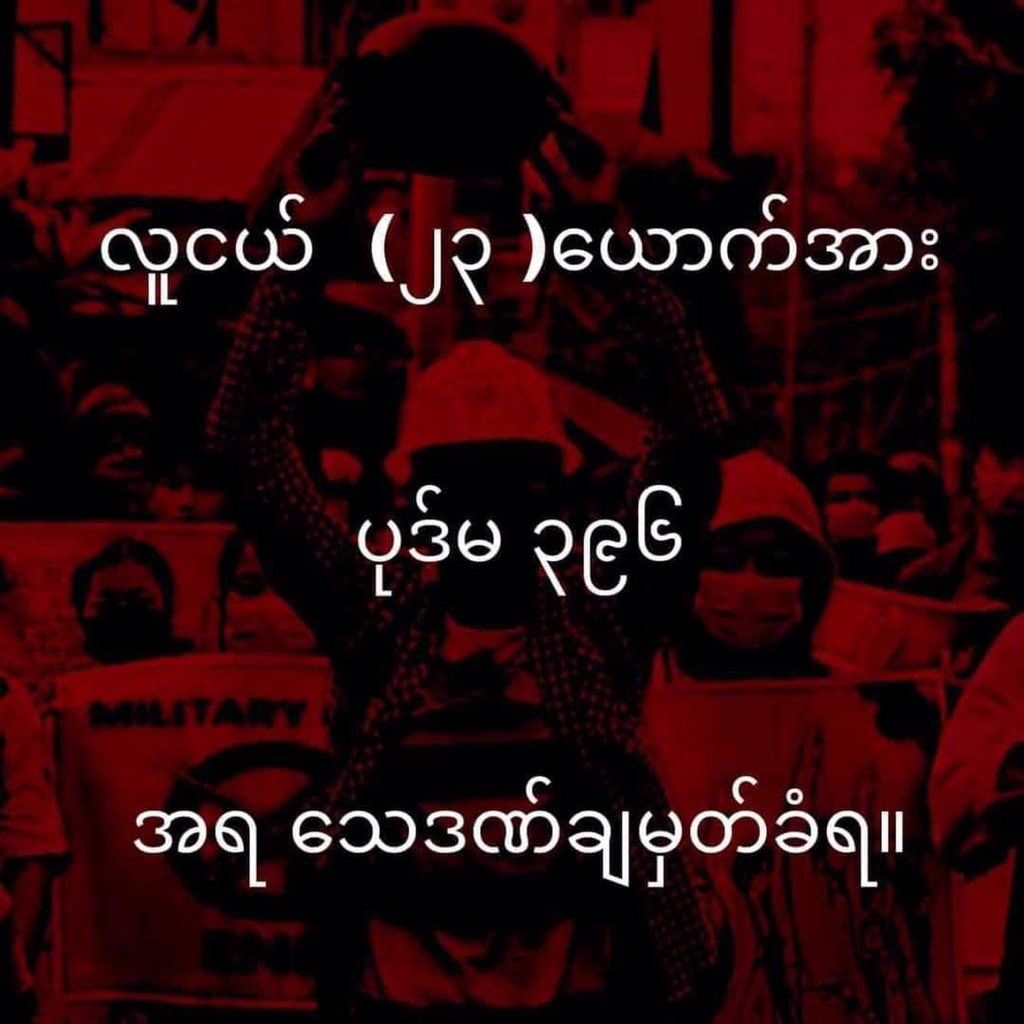 Theint Theint Thi Ha (@theint2_thiha) on Twitter photo 23 pro-democracy protesters were SENTENCED TO DEATH ,being charged with penal code 396. Fighting against Military dictatorship to win democracy is not a Crime No one deserves to be killed or sentenced to death by unlawful terrorists!
#CondemnDeathPenalty
#WhatsHappeningInMyanmar 23 pro-democracy protesters were SENTENCED TO DEATH ,being charged with penal code 396. Fighting against Military dictatorship to win democracy is not a Crime No one deserves to be killed or sentenced to death by unlawful terrorists!
#CondemnDeathPenalty
#WhatsHappeningInMyanmar