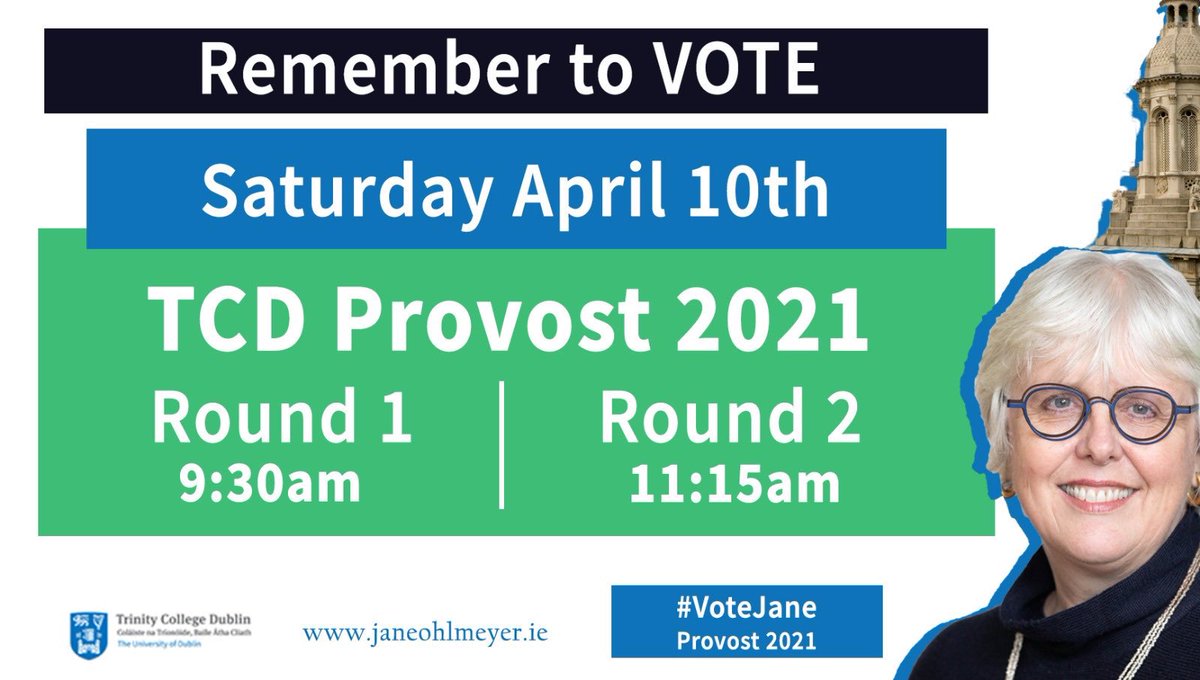 #EmpoweringTrinity A vote for <a href="/janeohlmeyer/">Jane Ohlmeyer</a> is a vote for putting the future of <a href="/tcddublin/">Trinity College Dublin</a> in extraordinarily capable hands #VoteJane