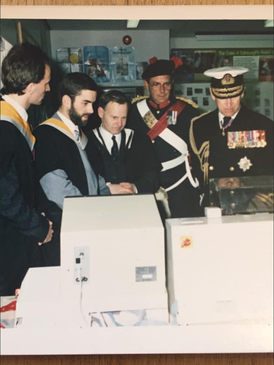 DeputyPSupport's tweet image. @QVSchool Flying our flag at half mast at the passing of our Patron,  HRH The Duke of Edinburgh. We see him here with Mr Shannon and Mr Laing hearing about our @DofEScotland Awards at QVS on one of his visits. Rest in Peace, Sir. 🇬🇧