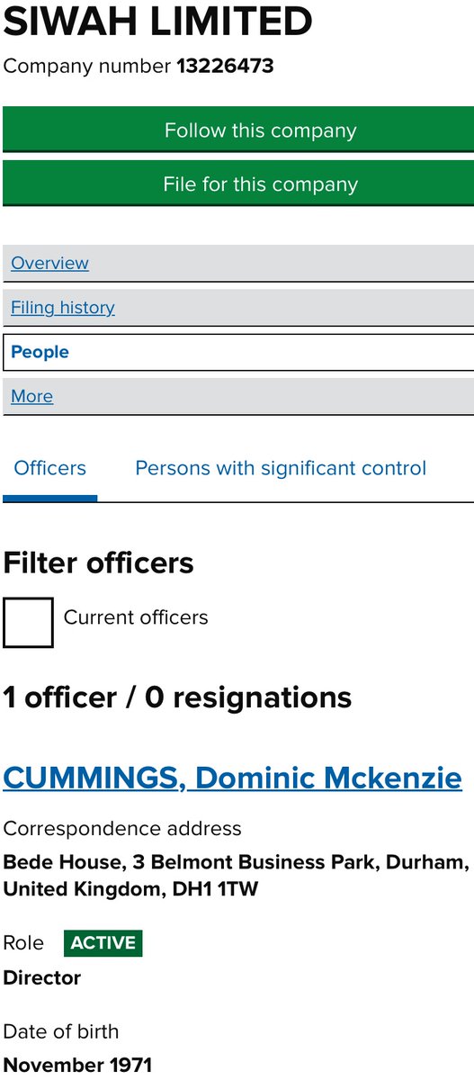 2/Dominic Cummings new firm barely registered a month old with Cummings the only person (officially) involved so far.