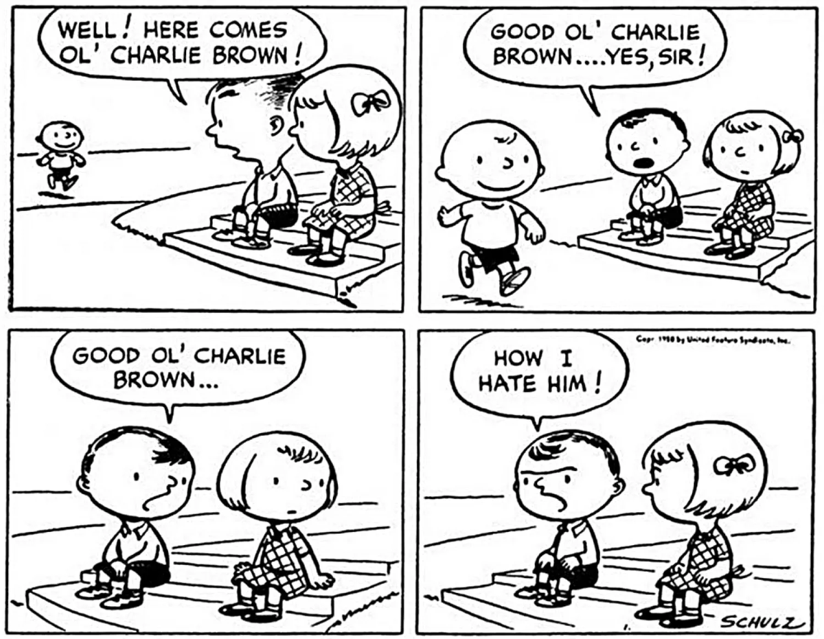 The very first peanuts comic kicks ass