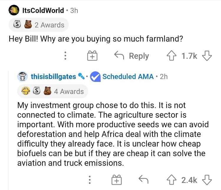82/100: It doesn& #39;t seem so far-fetched that Bill of course also buys up all the cultivation land he can get his hands on. Another consequence of connecting the dots. He has been buying up 242k acres of farmland across the U.S., he& #39;s now the top private farmland owner in America.