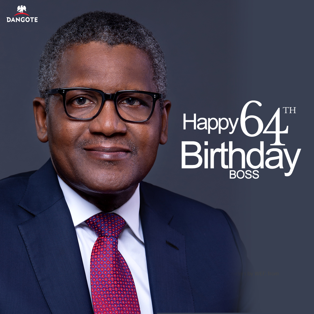 DangoteGroup's tweet photo. As you stand tall at the helm, your boundless vision and inspiring leadership guide our unceasing quest for excellence. 
Wishing you many more years in good health and sound mind. 
Happy Birthday Aliko Dangote, GCON https://t.co/8j8Mq8QEhf