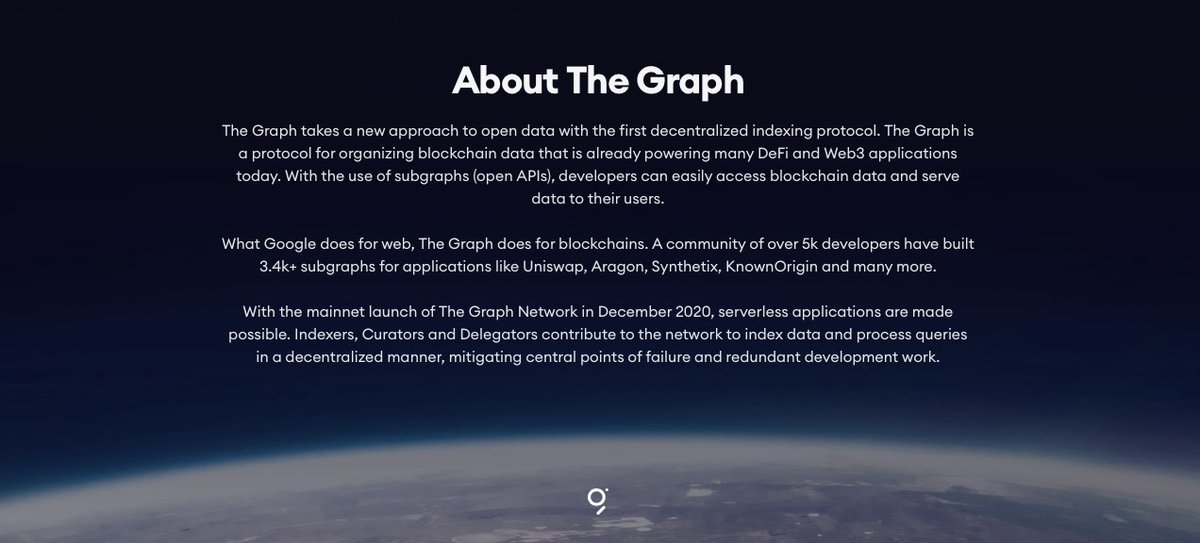 La solution développée par The Graph permet aux applications d'être véritablement décentralisées, dans le sens où elles ne dépendent ni d'aucun serveur ni d'une seule base de données, mais plutôt d'un réseau de nœuds qui seront incités à maintenir le service en marche.