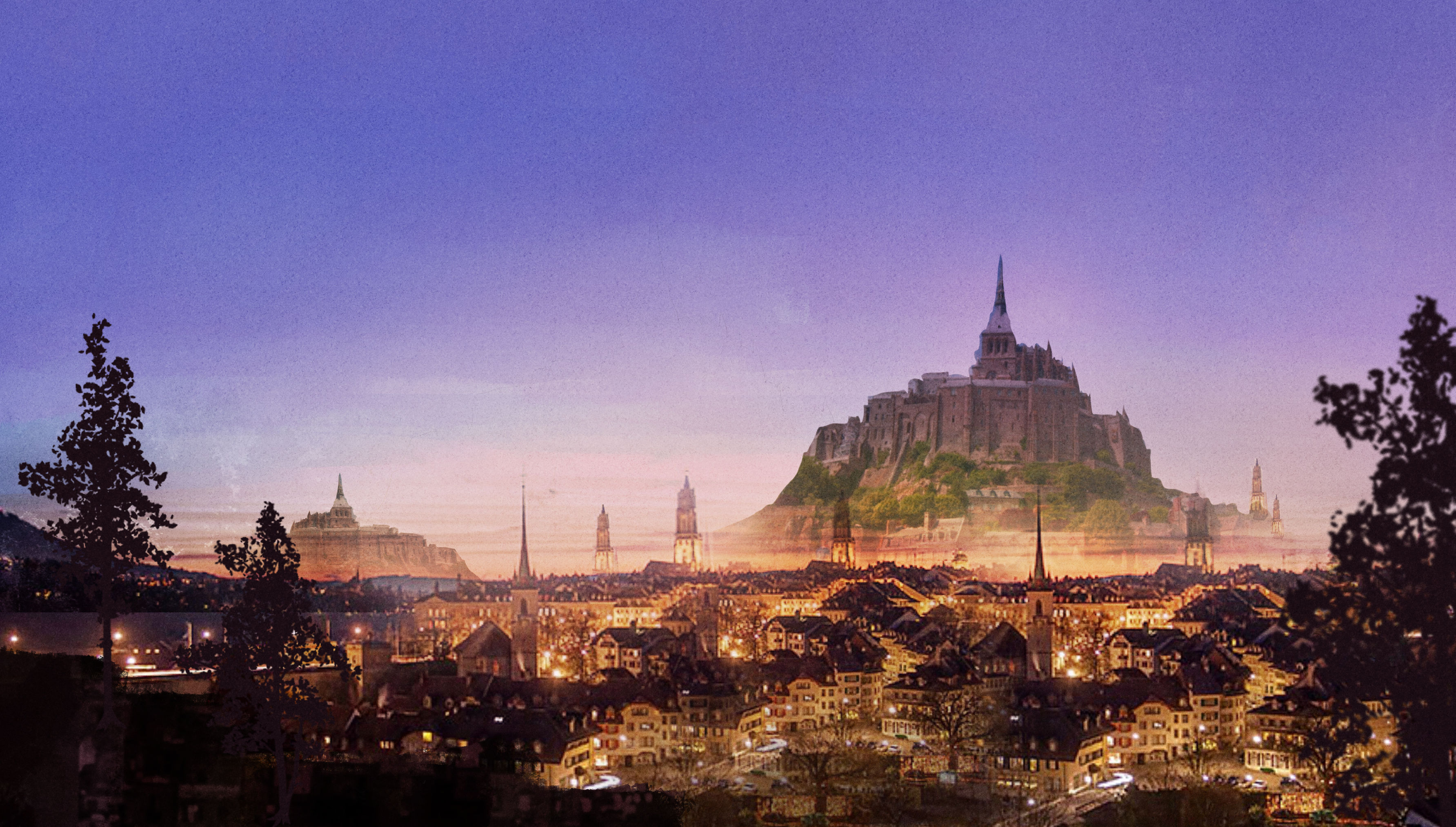 R E C 著書発売中 幻想帝国 ラフ 完成絵 フォトバッシュでラフを作り空気感を足していく 暖色と空の寒色のミックス感が肝な絵 T Co 1plbkkk9rv Twitter