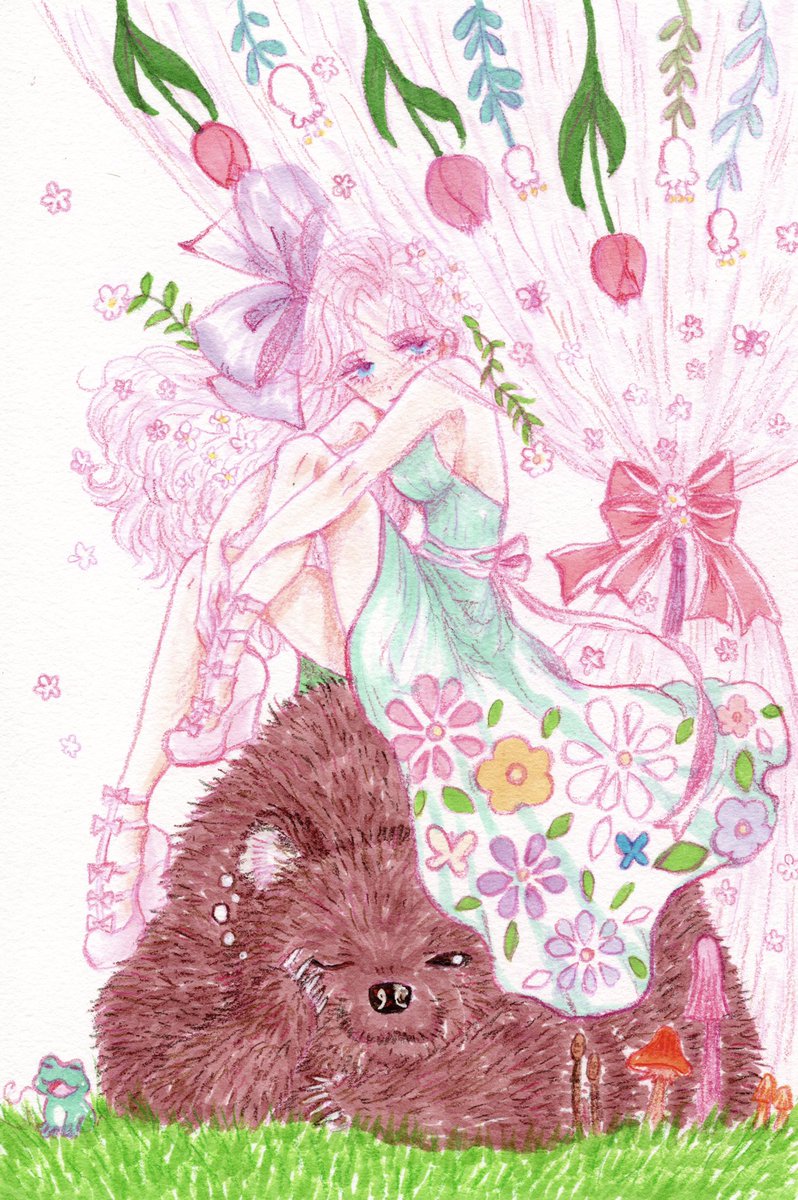 にじの ゆに Nijino Yuni 6 6 エアコミティア136 Booth通販一新します 春の息吹 目覚めればそこは暖かい春景色 イラスト 春の創作クラスタフォロー祭り アナログイラスト 女の子 コピック Copic