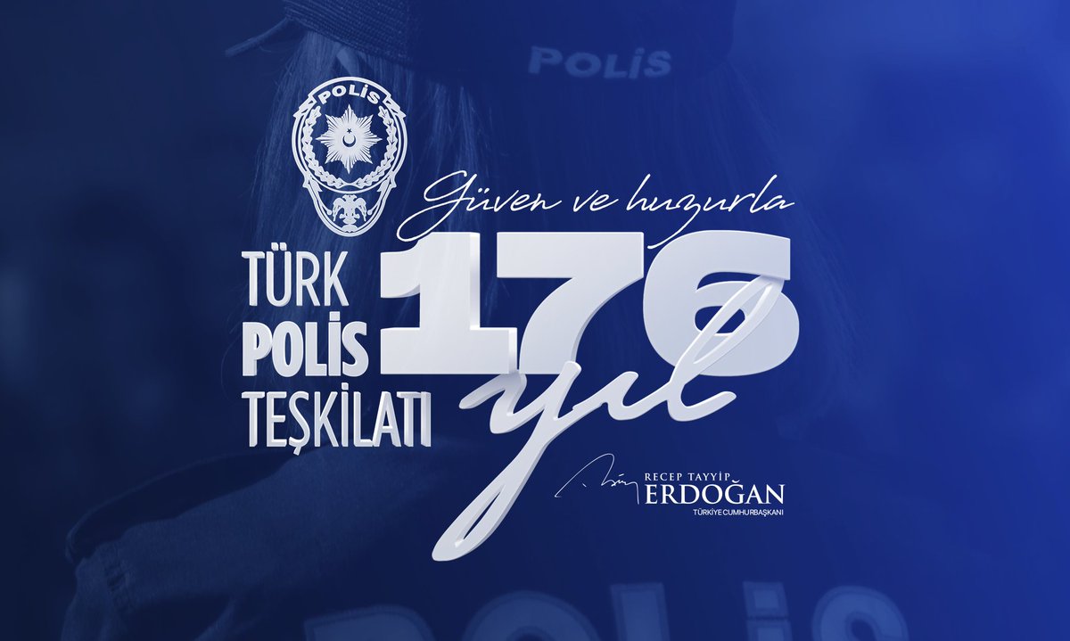 Vatandaşlarımızın emniyet ve huzurunun, can ve mal güvenliğinin teminatı olan Türk Polis Teşkilatımızın 176. kuruluş yıl dönümünü ve Polis Haftasını tebrik ediyorum.

tccb.gov.tr/basin-aciklama…