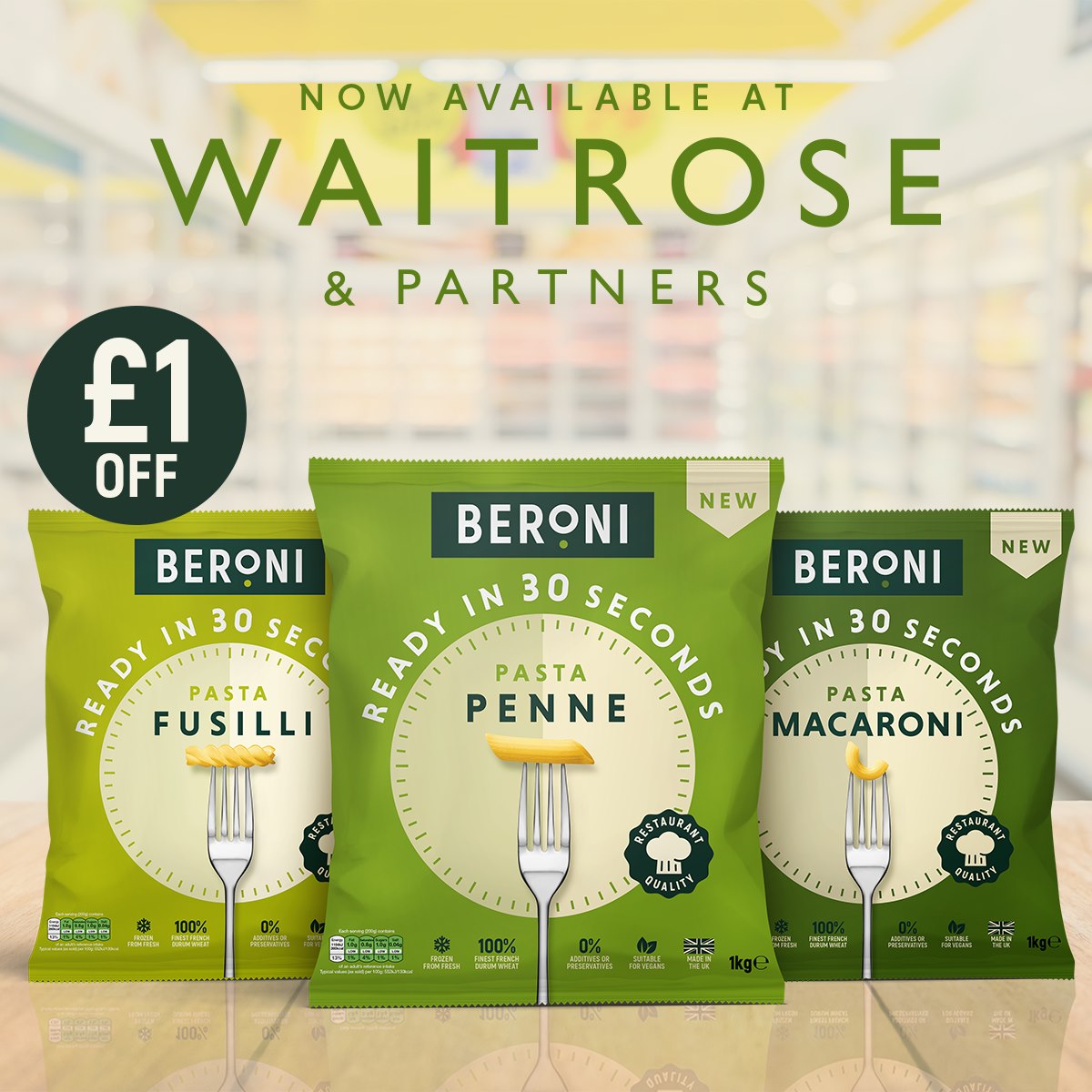 You can now enjoy restaurant-quality pasta for less - SAVE £1 on Beroni Fresh Frozen Pasta in <a href="/waitrose/">Waitrose & Partners</a>.  Find us at the promotional end of freezer aisle and at Waitrose online. 
#foodies #foodinspiration #mealideas