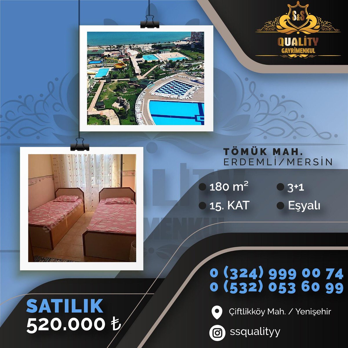 Gayrimenkule pusulanız S&amp;S QUALİTY 
#erdemlikiralık #erdemlisatılık ##tömükkiralık #tömüksatılık #mersinemlak #mersinsatılıkdaire #mersinkiralıkdaire #mersingayrimenkul #mersinuygunkiralık #mersinsatılık 
#mersinyenişehir #mersinmezitli #mersinsoli #mersinueniversitecaddesi