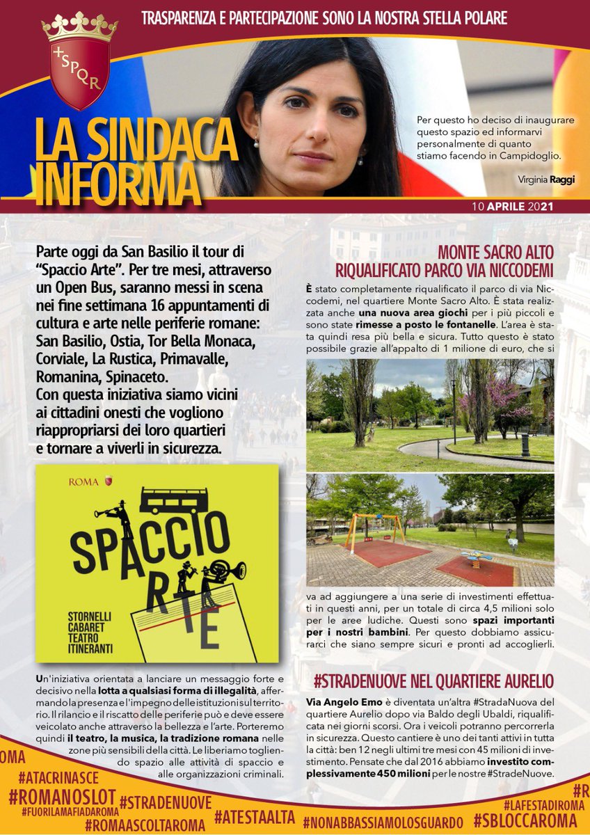 virginiaraggi's tweet photo. #LaSindacaInforma numero 189 la trovi qui: https://t.co/0AQu5PnTxw https://t.co/Pzk5UZZIDz