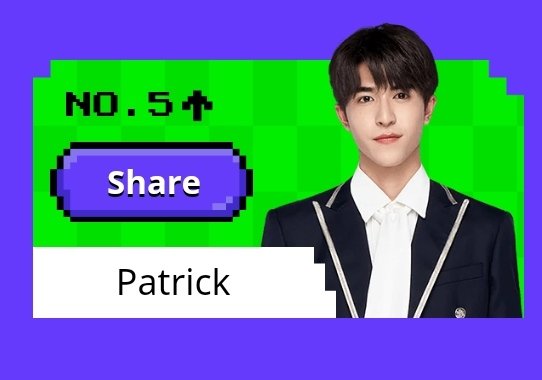 Maxieeeee4's tweet photo. We did it! Patrick on Rank no.5
Tho its already enough but lets keep donating and voting him! Let's still fight with him until he debuts.
#Patrick尹浩宇 #patrick_pppat #patrickrank5th #YinHaoyu #starfish #patrickstars #CHUANG2021 #Chuang2021xPatrick https://t.co/GAo8VOrvfq