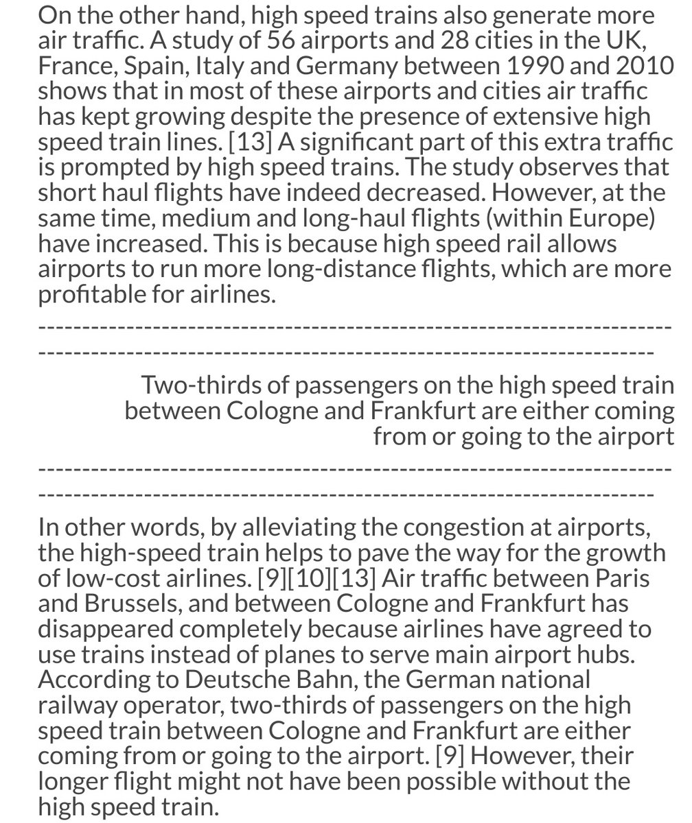 The most successful high-speed rail connections are small- or medium-distance ones that connect to cities with major airports, like Frankfurt, and function as connections between airport hubs, enabling more longer-haul plane trips by reducing congestion at airports.