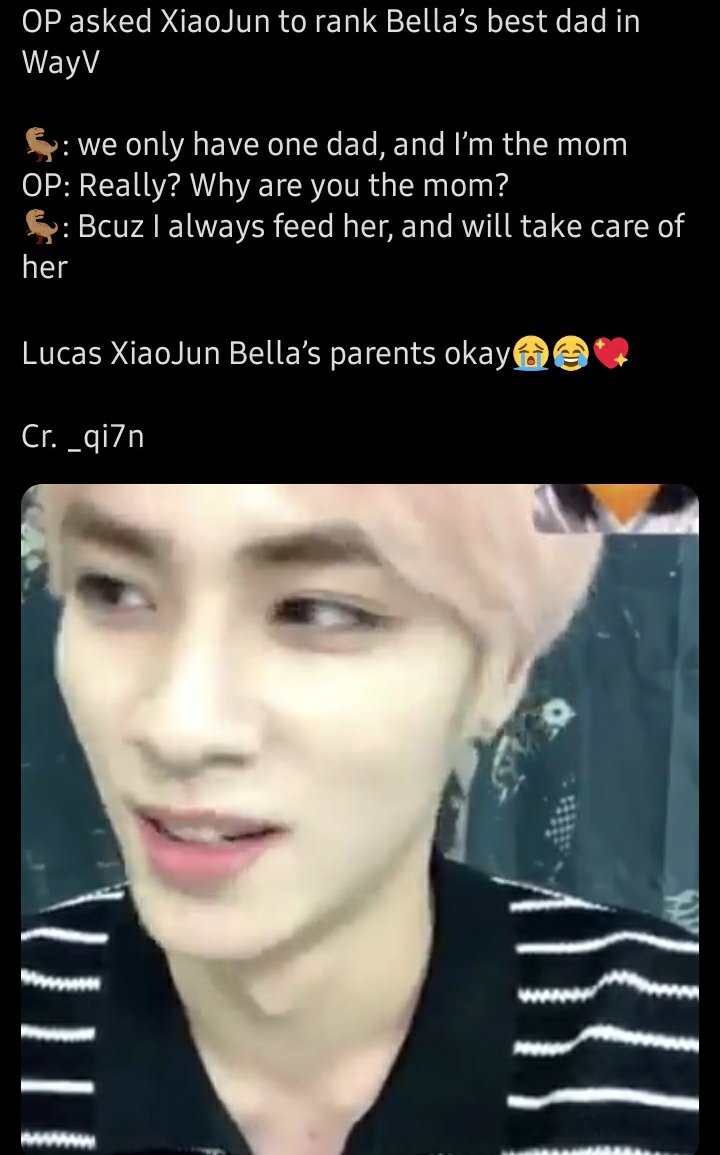 5. Xiaojun claimed that bella only has two parents after all 6. thats why we see Bella on Xiaojun's posts more than Lucas's! ITS ALL BCS BELLA WAS HIS BIRTHDAY GIFT FROM LUCAS cr.  @nineteenfrappe