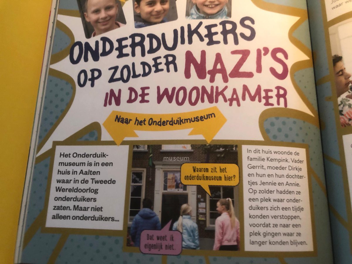 Het Nationaal Onderduikmuseum staat uitgebreid in het 𝟒 𝐞𝐧 𝟓 𝐦𝐞𝐢 𝐃𝐞𝐧𝐤𝐛𝐨𝐞𝐤, een uitgave van het Nationaal Comite 4 en 5 mei voor alle kinderen in groep 7 en 8. Er hoort ook een website bij: denkboek.nl