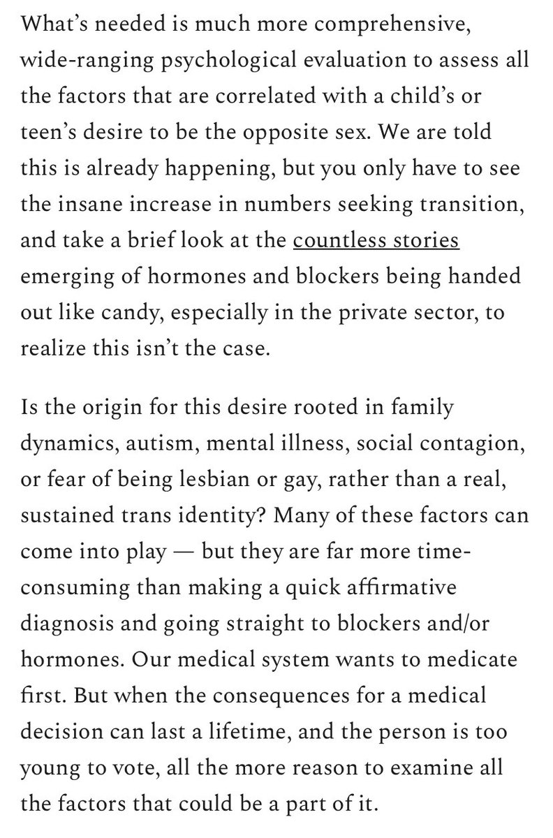 Here, he completely ignores the processes already in place for assessment by experts - literally nobody is handing out puberty blockers “like candy” - and suggests that autistic people are somehow incapable of knowing their gender identity as well as he, a reasonable man does.