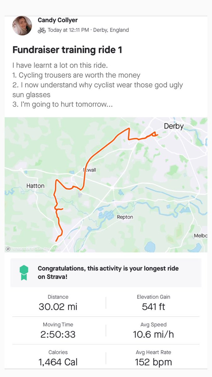 CandyCollyer's tweet photo. I am cycling 300 miles (the distance from London to Paris) throughout the whole of May to raise money for @bloodcancer_uk 🩸 ...
To sponsor me please click the link attached to this tweet. You can donate anything from £2!!! Thank you! 🚴 https://t.co/mRZKfBSok0