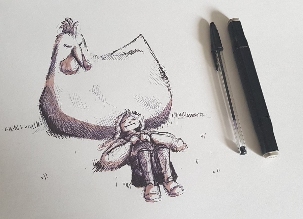 100/365  #DrawEveryday2021Happy 100! Here's a sleepy chicken and friend to soothe your soul. And my soul. I've been feeling wobbly regarding art and illustration stuff and how to utilise my skills as a business...