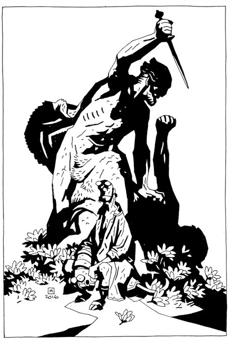 Here's one people might not have seen--
It was eventually used for something but can't remember what. But originally I did it just for fun, mostly as an excuse to draw that statue. 