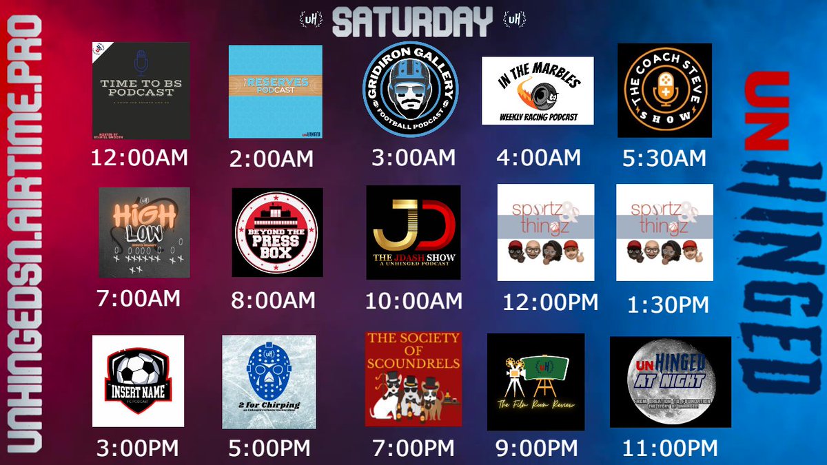 RadioBURNS's tweet photo. #UnhingedRadio 24/7
3 Hours of Sportz & Thingz @IzSportz kick-off a jammed packed #UnhingedSaturday
EP. 40 "I Play Triangle Too"
AIRING NOW ON https://t.co/HH72siDpnO
#BecomeUnhinged #SaturdayVibes https://t.co/9Sx51g1vnC