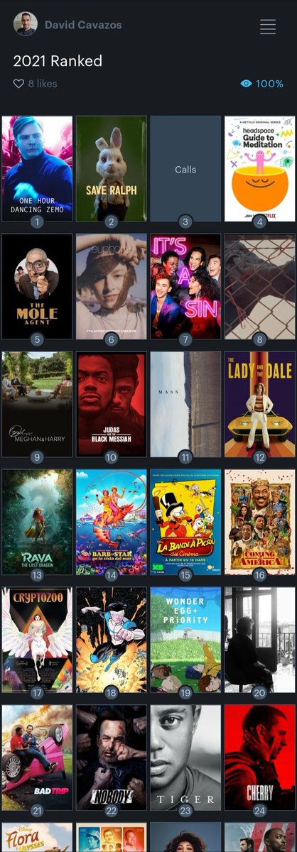 DavidCav21's tweet photo. Sabes que tu ranking de Letterboxd va por buen camino cuando en el primer lugar está el #ZemoDanceCut. Vamos muy bien.
#Zemo
#ZemoCut https://t.co/YB2yIl5zAE