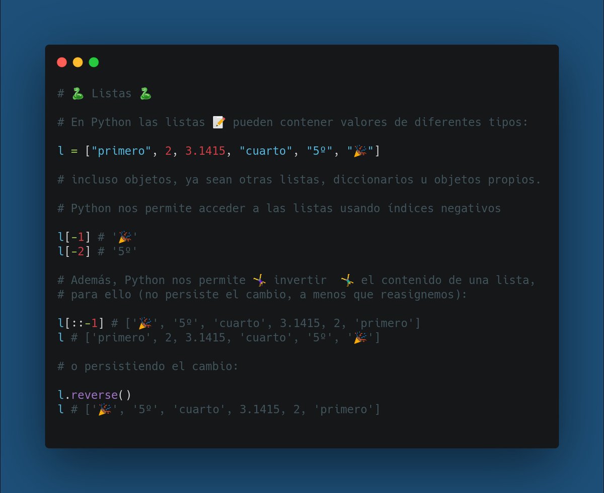 dgarrido's tweet image. Listas en Python, introducción! #python #python101 #pythonbeginners #learnpython #learningpython #pythontip #programming #dev #pythondev