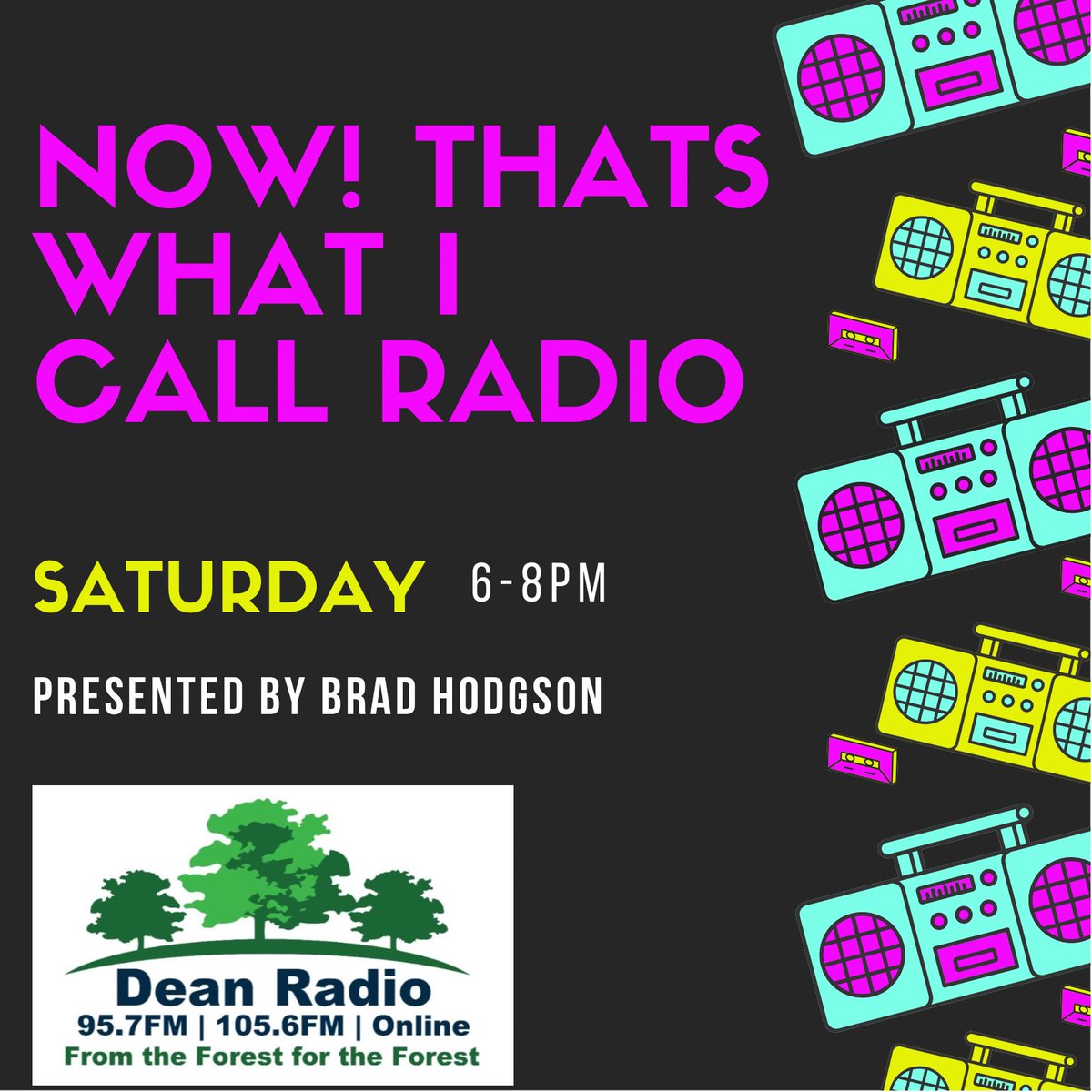 dean_radio's tweet photo. #nowthatswhaticallradio 6-8pm, with Brad

#now1984 #music #brithdays #whatstheconnection #Top10 and #Greatmusic 

#deanradio 95.7 | 105.6FM, #Listen #Online #downloadapp #launch #smartspeakers 

#forestofdean #SaturdayVibes #music #Local #community #Radio #localradio #support https://t.co/sUYfUGQymG
