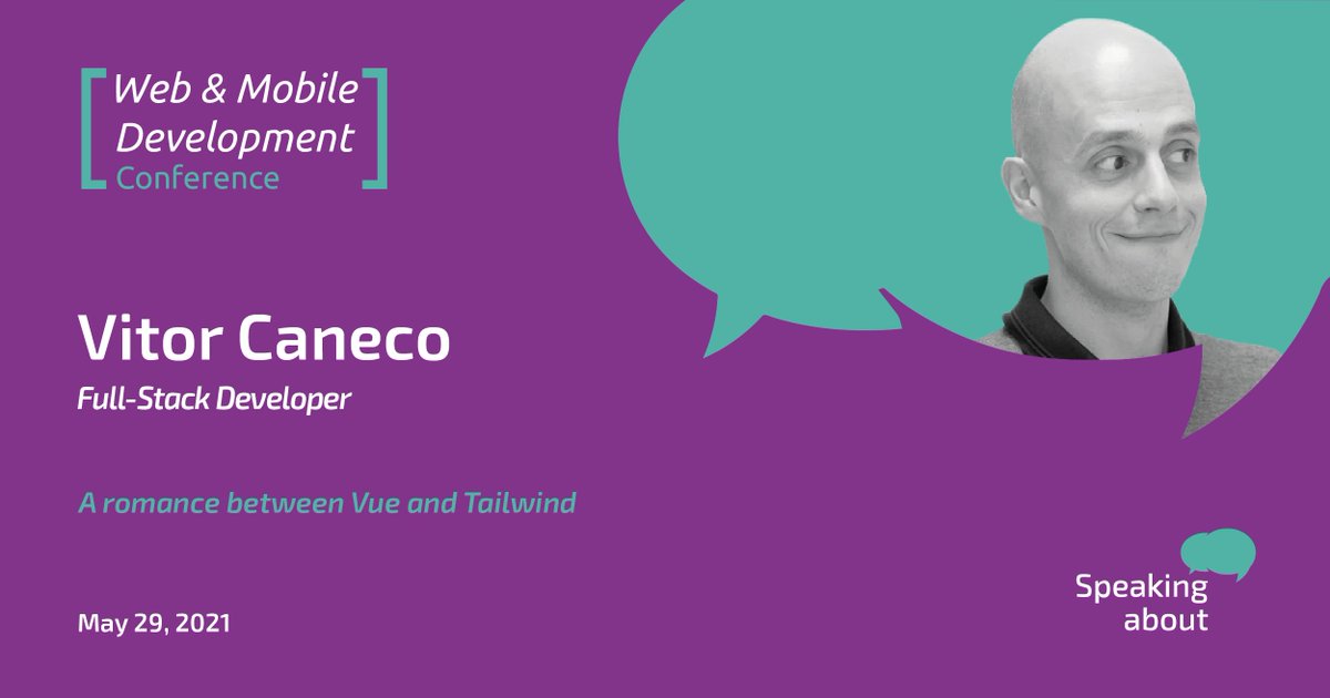 Poderá haver um romance entre Vue e Tailwind?

No #SpeakingAbout 2021, o <a href="/Caneco/">caneco.gif</a>  vai falar sobre o romance entre #Vue  e #tailwindcss.
#tailwindcss é uma das estrelas em ascensão no mundo do CSS. É especialmente popular na comunidade de #laravel e #Vue.
Vais perder esta talk?