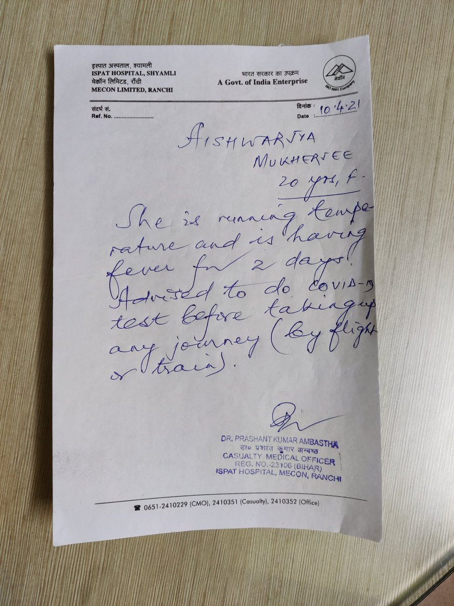 Aishwarjya3's tweet photo. @airvistara 
@HardeepSPuri 
@DGCAIndia 
@PMOIndia 
@narendramodi 
 I am having fever for last 2 days .Doctor has advised today not to do journey. I am unable to travel tomorrow .Hence it is requested to process for full refund of my flight ticket of 11th April 2021. https://t.co/OCsnWqacLR