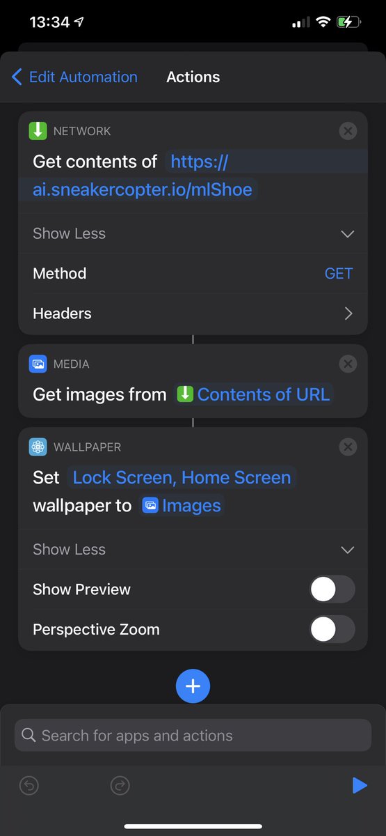 Here we go... want to have your background change to an AI generated shoe every day? Download the iOS shortcuts app and create a personal automation shortcut exactly as shown in these photos! I’m providing this free for everyone and hosting is not cheap - play nice! Retweet 🙂