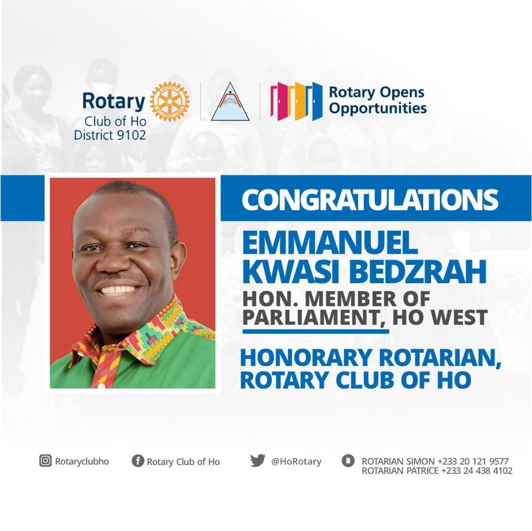 Hon. Bedzra was inducted as an honorary member of Rotary Club of Ho on Wednesday, 7th April, 2021. 🙌🏽🙌🏽🙌🏽