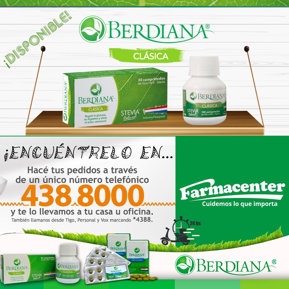 Berdiana_py's tweet photo. BERDIANA CLÁSICA DISPONIBLE EN...

FARMACENTER 
@farmacenterpy
Teléfono: (021) 438 8000
Whastapp: +595 9765 80262 / *4388
https://t.co/V7ubD67pRI
🏍 Delivery 24 hs

¡Con BERDIANA sentite bien todos los días!

https://t.co/aIJbSll35r
https://t.co/PPzTkqMPpr
https://t.co/gzq3jQtV12 https://t.co/C0h0WSPOdx