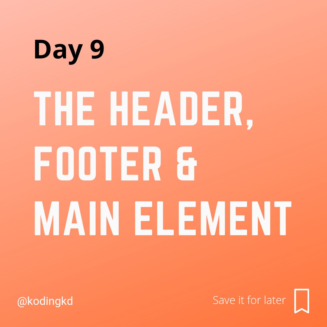 kodingkd's tweet image. Day - 9 | The header, footer & main element in HTML
Follow @kodingkd for more 💯
.
Was It helpful?
Let me know in the comments 👇🏼
.
.
.
#header #footer #main #html #htmlcoding #htmlcss #htmlcode #kodingkd #30daysofhtml #scss #csstricks #csstips #css3code #programmerslife