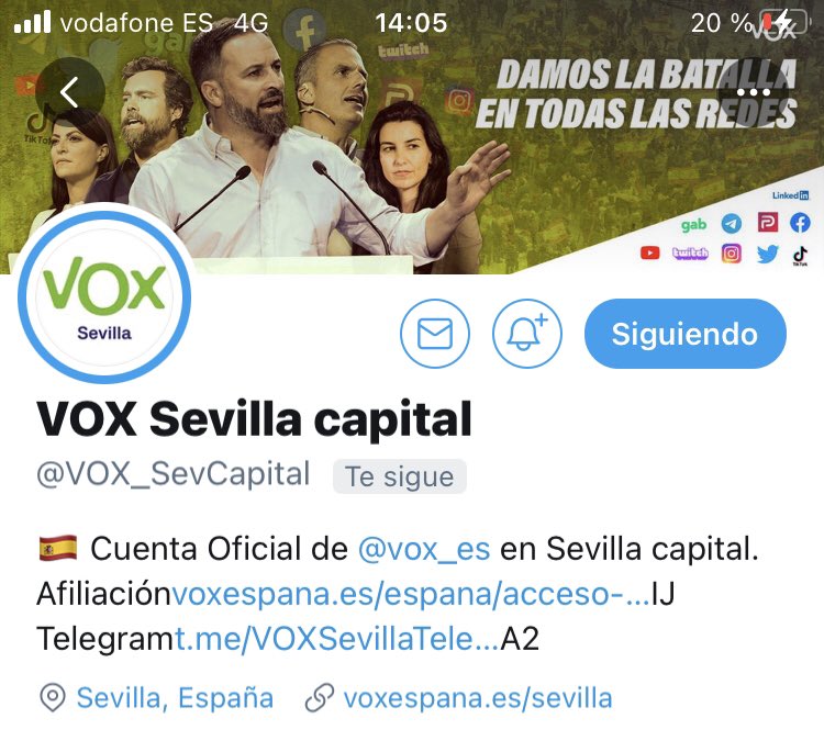 Manotepas's tweet photo. Los sevillanos de la #EspañaViva, tienen una cuenta en twitter para poder conocer de primera mano todas las noticias de @vox_es en nuestra ciudad. No dudes en seguirnos a través de @VOX_SevCapital https://t.co/7NoqYY6Wfj