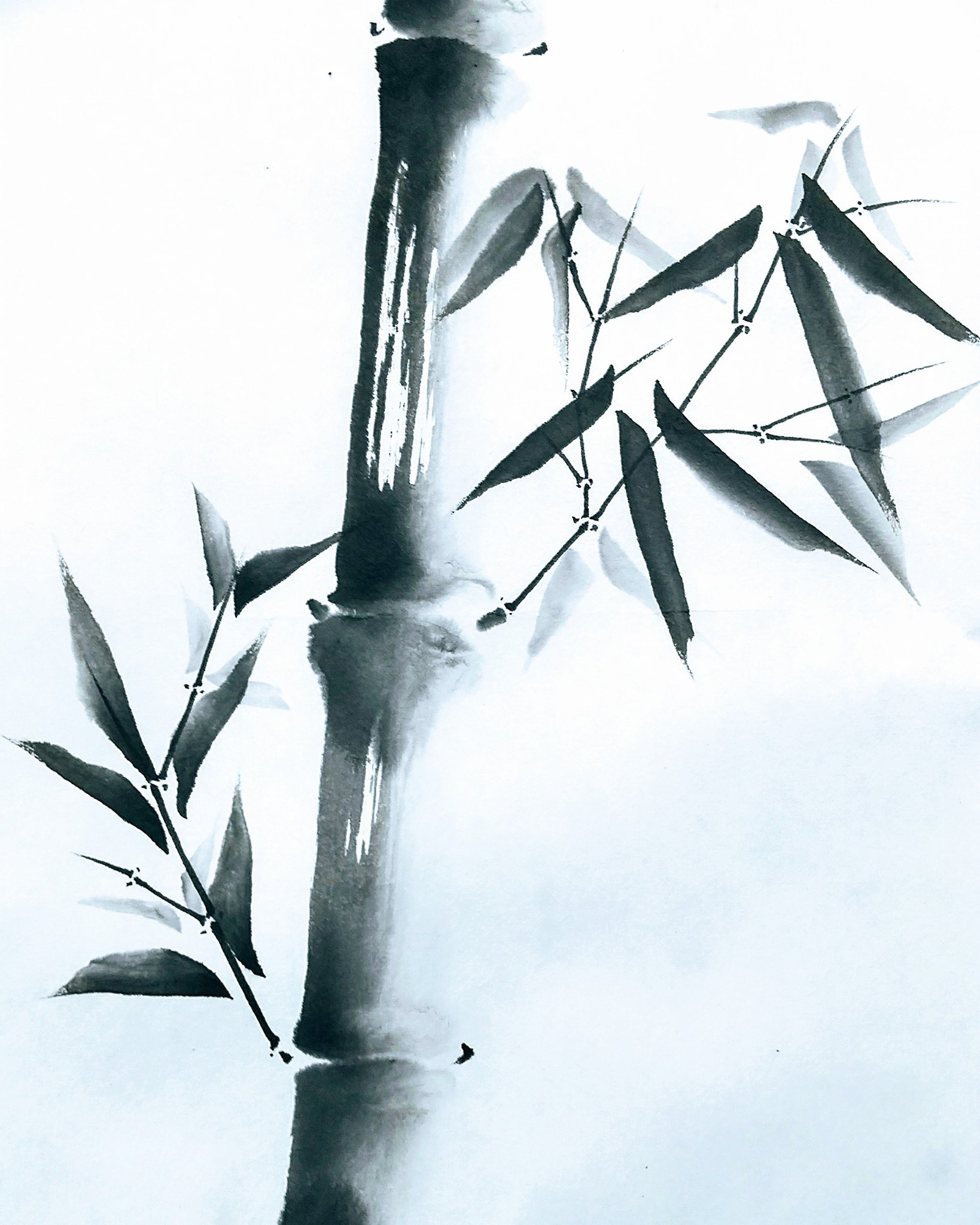 水墨画　竹 基本の竹を描きました。 #水墨画 #墨絵 #sumie_art #sumiink