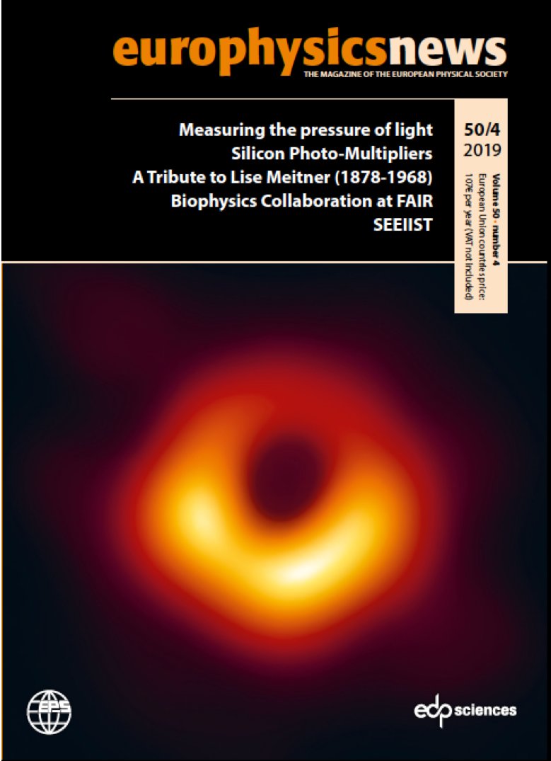 Look here - an EurophysicsNews article on SEEIIST side by side with an article on the first-ever image of a black hole, one of the greatest scientific events of all time

@SEEIIST