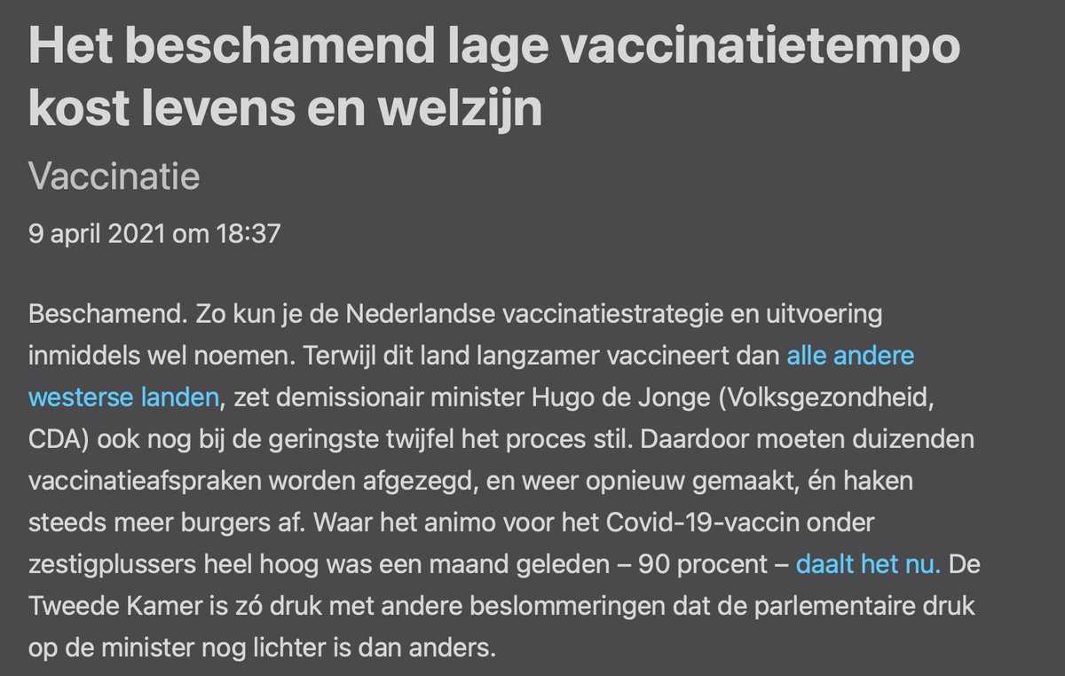 Hugo de Joge binnenkort 'functie elders'?
Opinies?
De bedaagde NRC is 't spuugzat.
nrc.nl/nieuws/2021/04…
Ik (bijna 67) belde van de week met de #GGD. 
Mag ik aan einde van de dag checken of er vaccins over zijn? 
Nee.
Enig idee wanneer mijn jaargang (1954) prik krijgt? 
Nee.